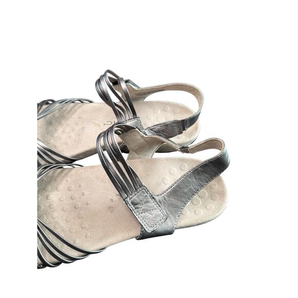 Vionic Talulah Leather Sandals Silver Women's Orthopedic Strappy Comfy Size 12 - Picture 5 of 10